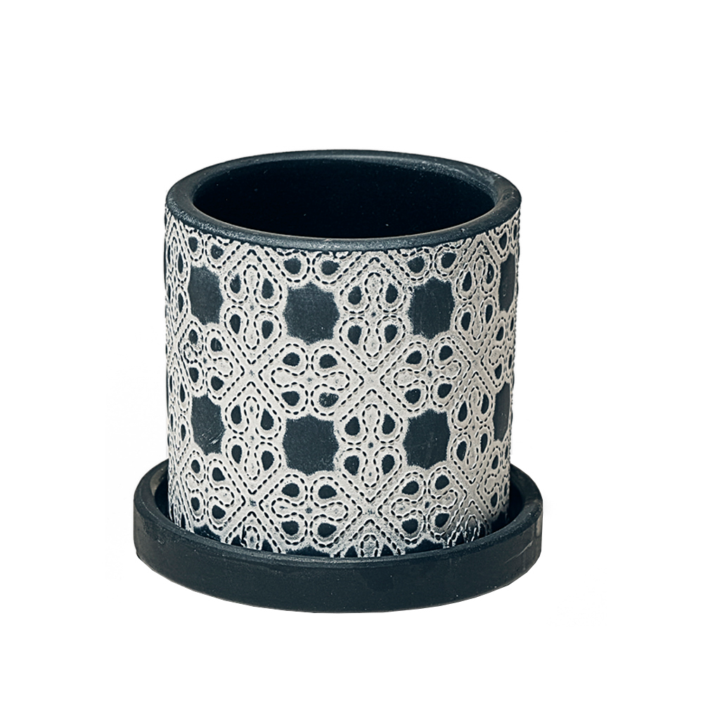 Balter Ceramic Pot and Saucer Set - 6 Inch Flower Planters with Drainage Hole for Indoor Plants, Succulents, Herbs - Perfect for Home Decor, Office Desk, and Garden Use