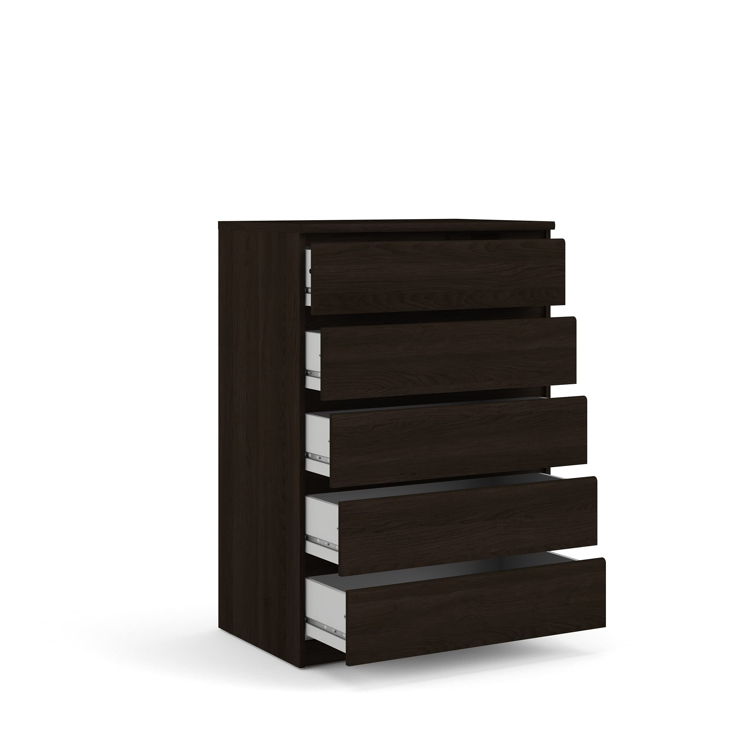 Tvilum Scottsdale 5-Drawer Chest Dresser in Coffee Brown - Modern Bedroom Storage Solution for Clothes, Linens & Accessories