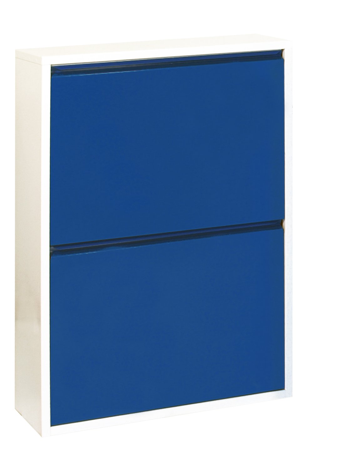 Simonrack 4-Tier Closet Shelf Organizer - White & Blue Storage Shelves for Bedroom, Bathroom, or Laundry Room Organization