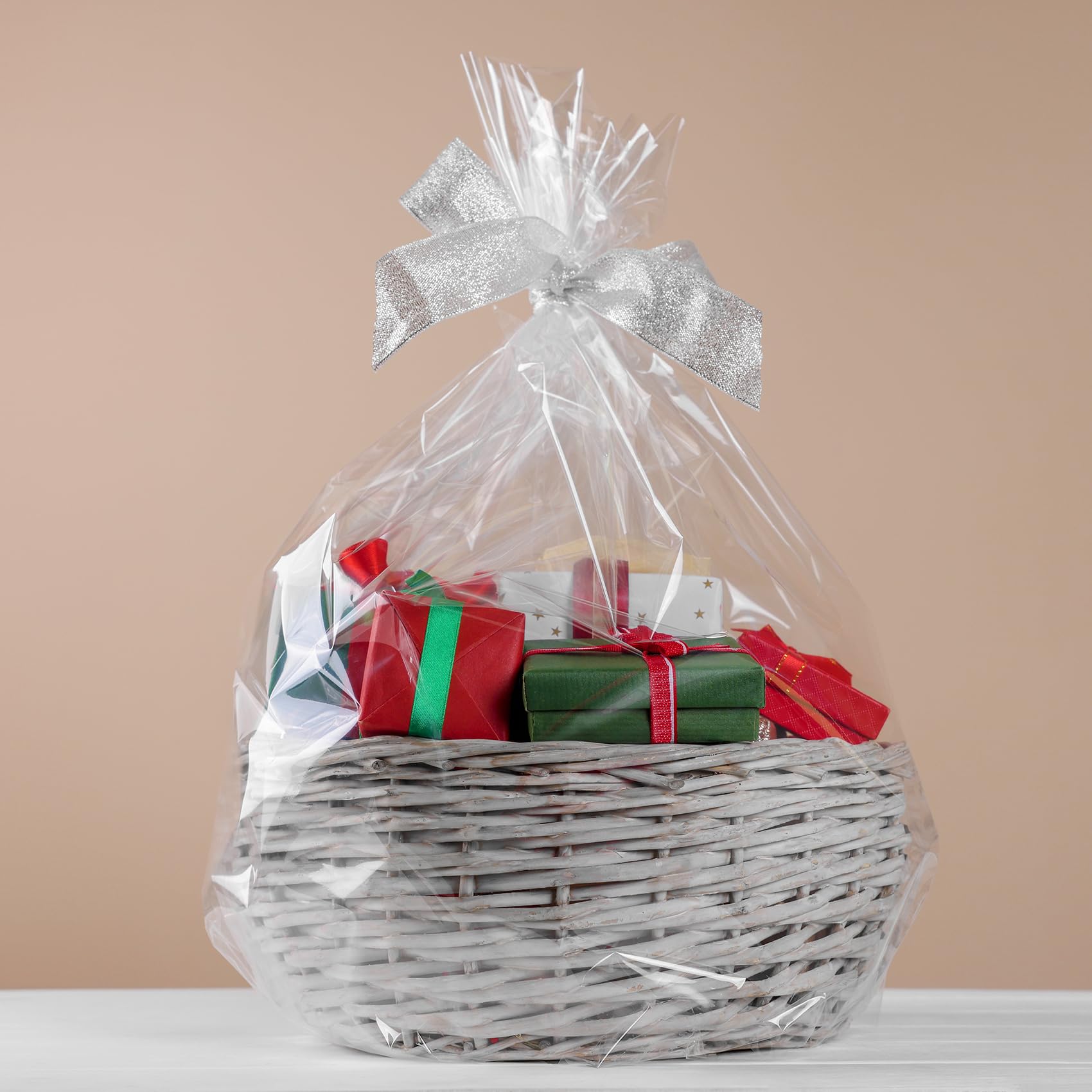 Morepack 16x24 Inches Clear PVC Easter Shrink Wrap Bags - Heat Shrinkable Cellophane Gift Basket Packaging (10 Pack) for Holiday Gifts, Party Favors & DIY Wrapping