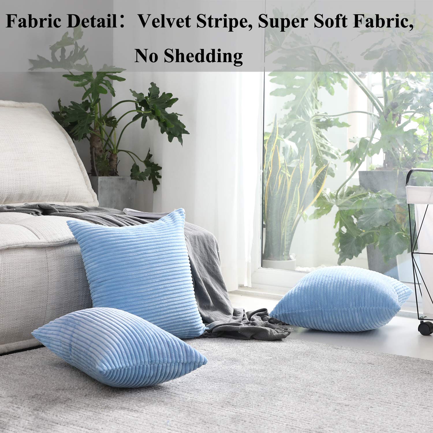 Supersoft Large 26x26 Inch Throw Pillows for Couch & Patio - Textured Square Decorative Pillow Covers in Baby Boy Blue - Perfect for Living Room, Bedroom & Outdoor Furniture Decor