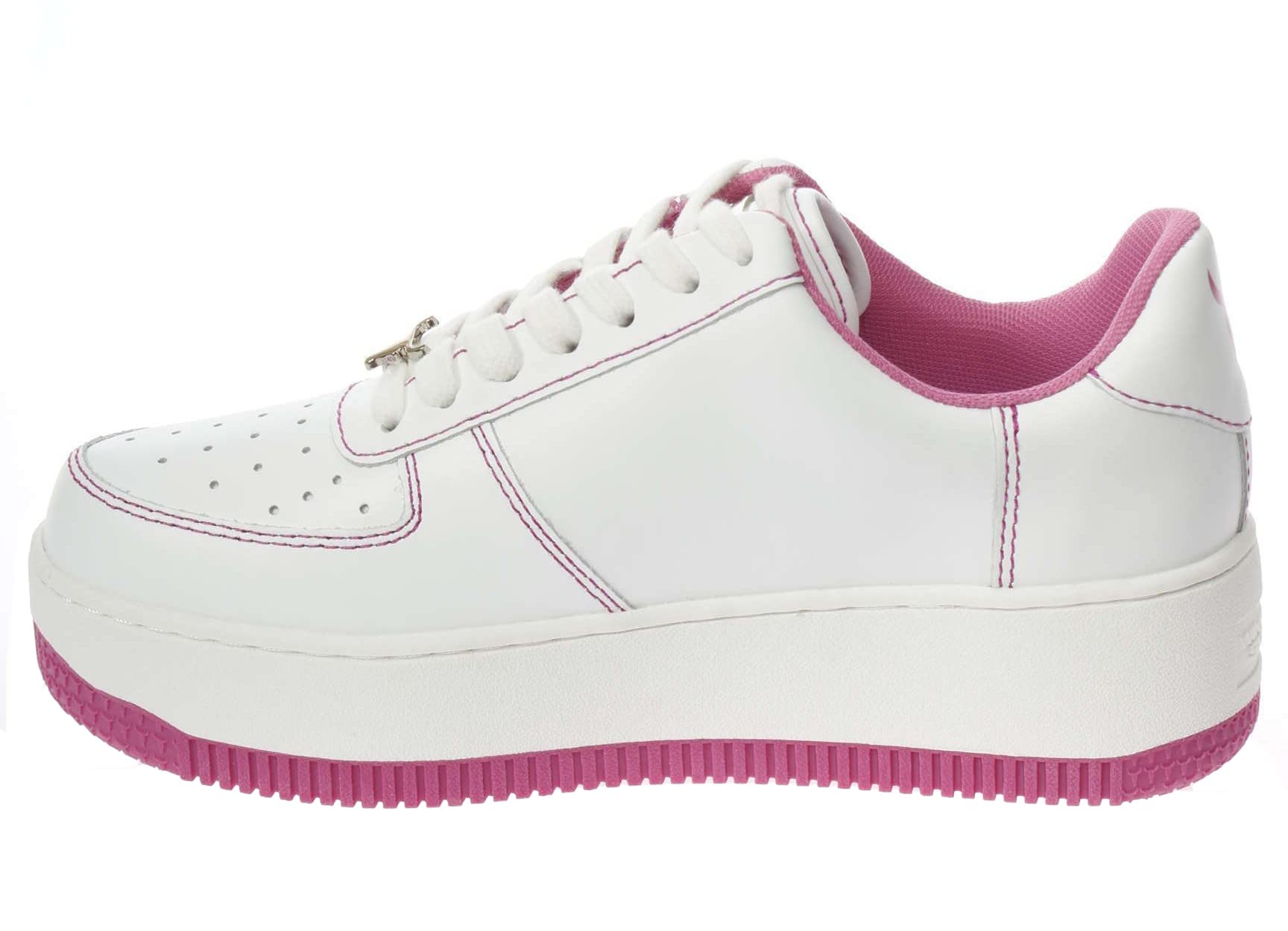Windsor Smith White & Magenta Leather Sneakers - Women's Fashion Casual Shoes for Walking, Work & Everyday Wear