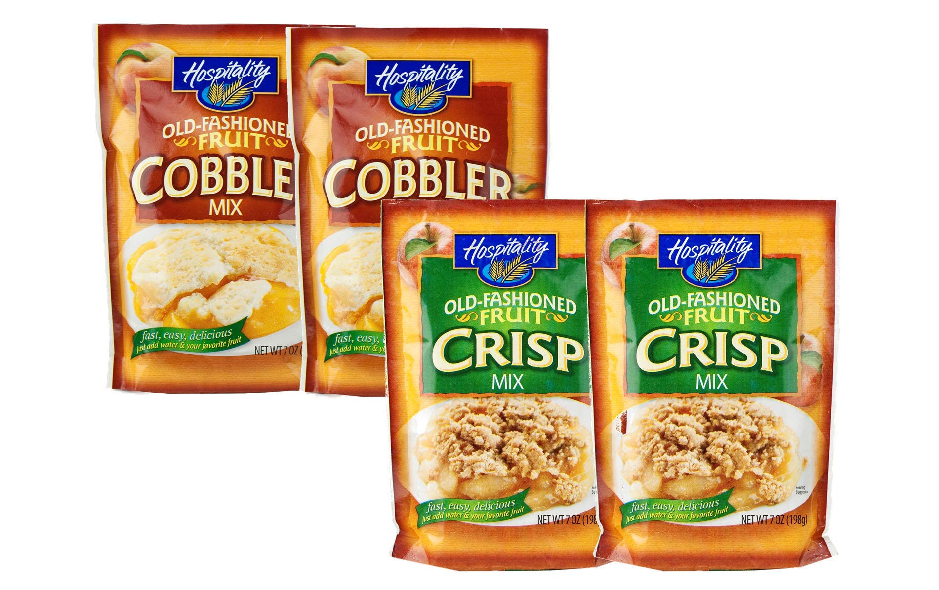 Old Fashioned Fruit Cobbler & Crisp Mix Variety Pack - 4 Packets (7 oz Each) - Perfect for Baking Desserts, Holiday Gatherings & Family Dinners