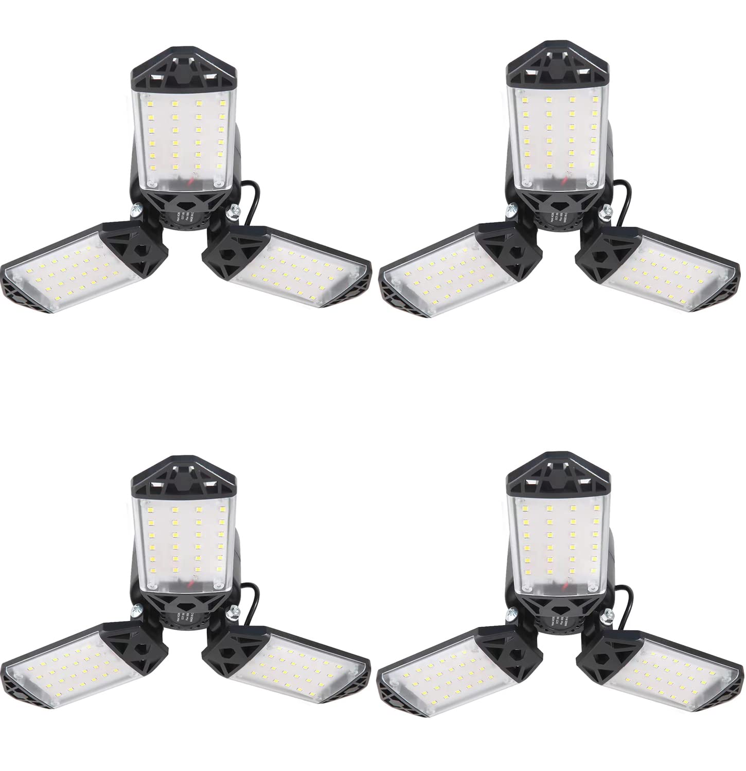 4-Pack 80W LED Garage Lights, 8000LM 6500K Adjustable Shop Lighting - Bright Deformable Ceiling Lights for Garage, Workshop, Basement, Warehouse | Perfect for Auto Repair, DIY Projects & Storage Areas