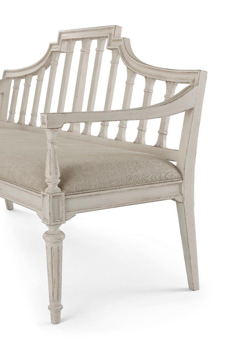 Arched Back Settee with Carved Fluted Detailing - Distressed Wood Sofa Bench in 2 Finish Options | Perfect for Entryway, Living Room or Bedroom Seating