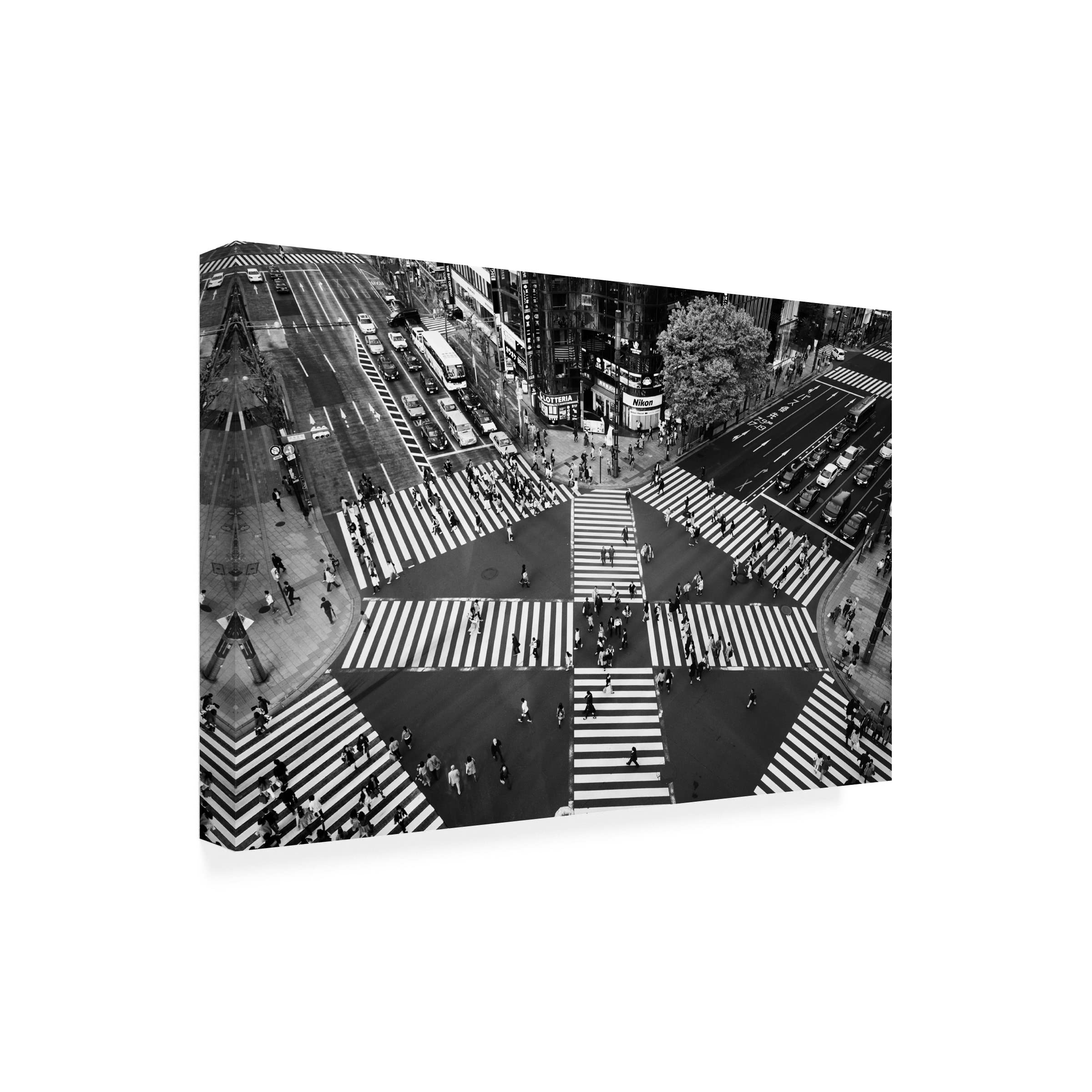 Trademark Fine Art 'Ginza' Canvas Wall Art by Shigehiro Ono - Japanese Urban Landscape Painting for Living Room, Office & Home Decor