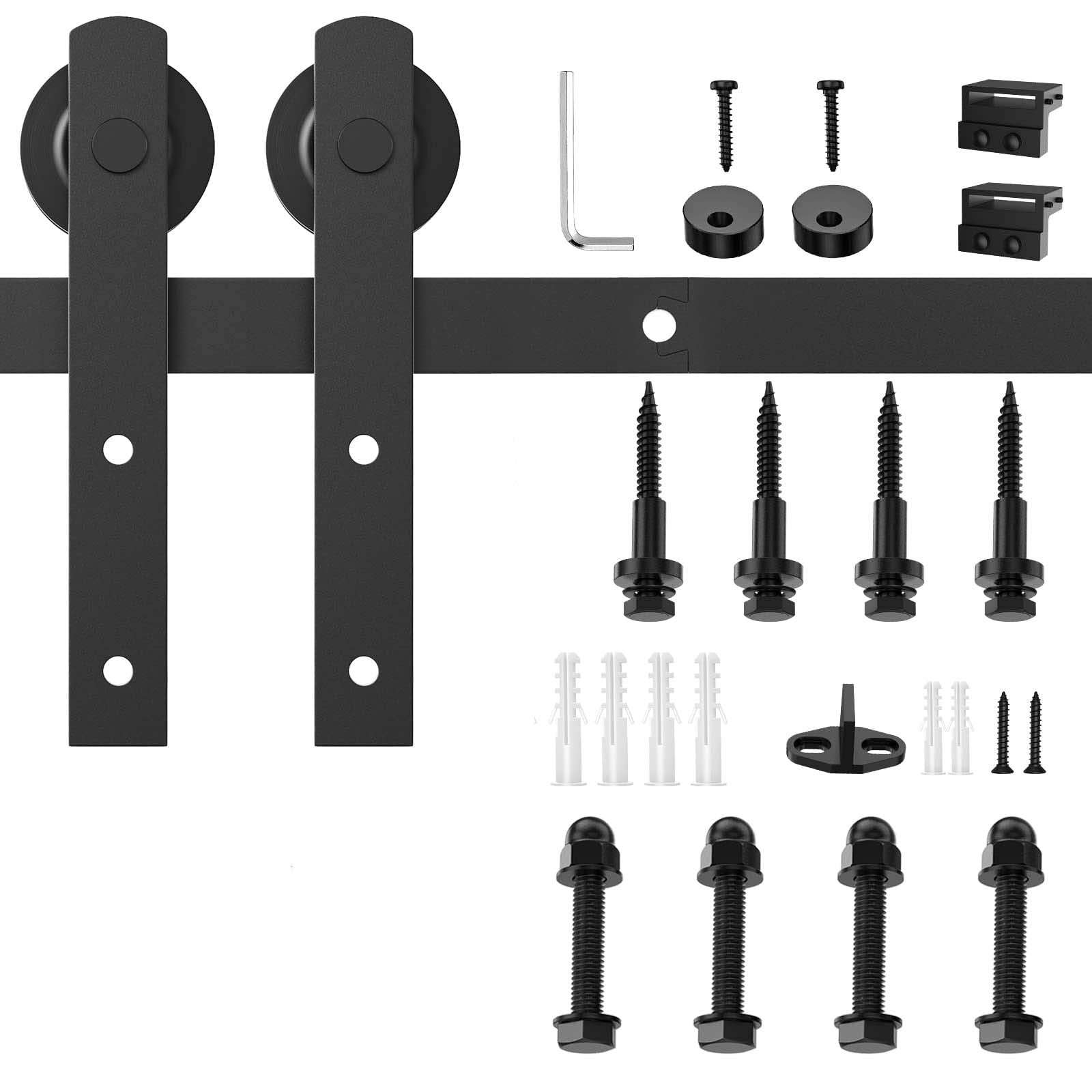 1.5m Heavy Duty Sliding Barn Door Hardware Kit - Single Door Track Rail System with Smooth Roller & Damper | Perfect for Farmhouse, Rustic Home, Loft & Industrial Style Interior Design