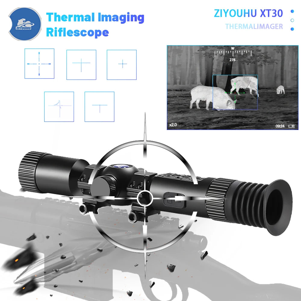 XT30 384x288 Thermal Imaging Rifle Scope - High Resolution BDC Reticle for Hunting, Shooting & Hotspot Tracking | 6 Pseudo Color Modes | Night Vision & Search Rescue Operations