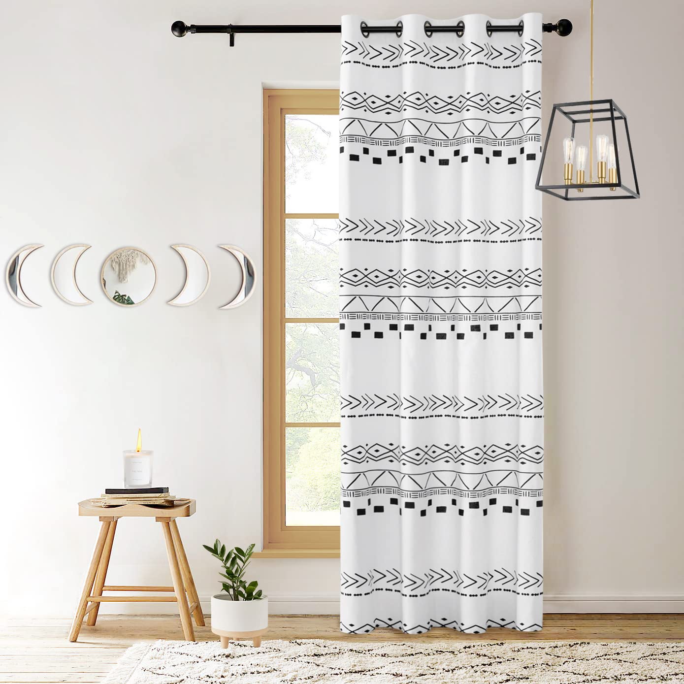 Cute Blackout Curtains for Girls Bedroom - 84 Inch Hygge Aesthetic Semi Blackout Window Drapes, Scandinavian Modern Black & White Decor for Living Room & Teen Room - Perfect for Cozy & Stylish Home Decor