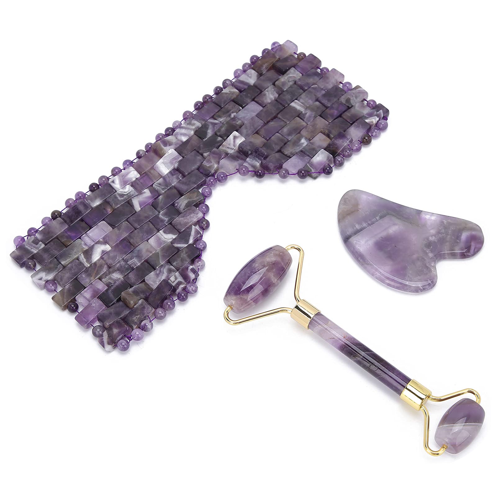 Face Roller Massager Set - Jade & Metal Facial Roller for Forehead, Eyes, Face & Neck Relief - Beauty Massage Tool for Wrinkles, Puffiness & Relaxation - Perfect for Home Spa & Self-Care Routine