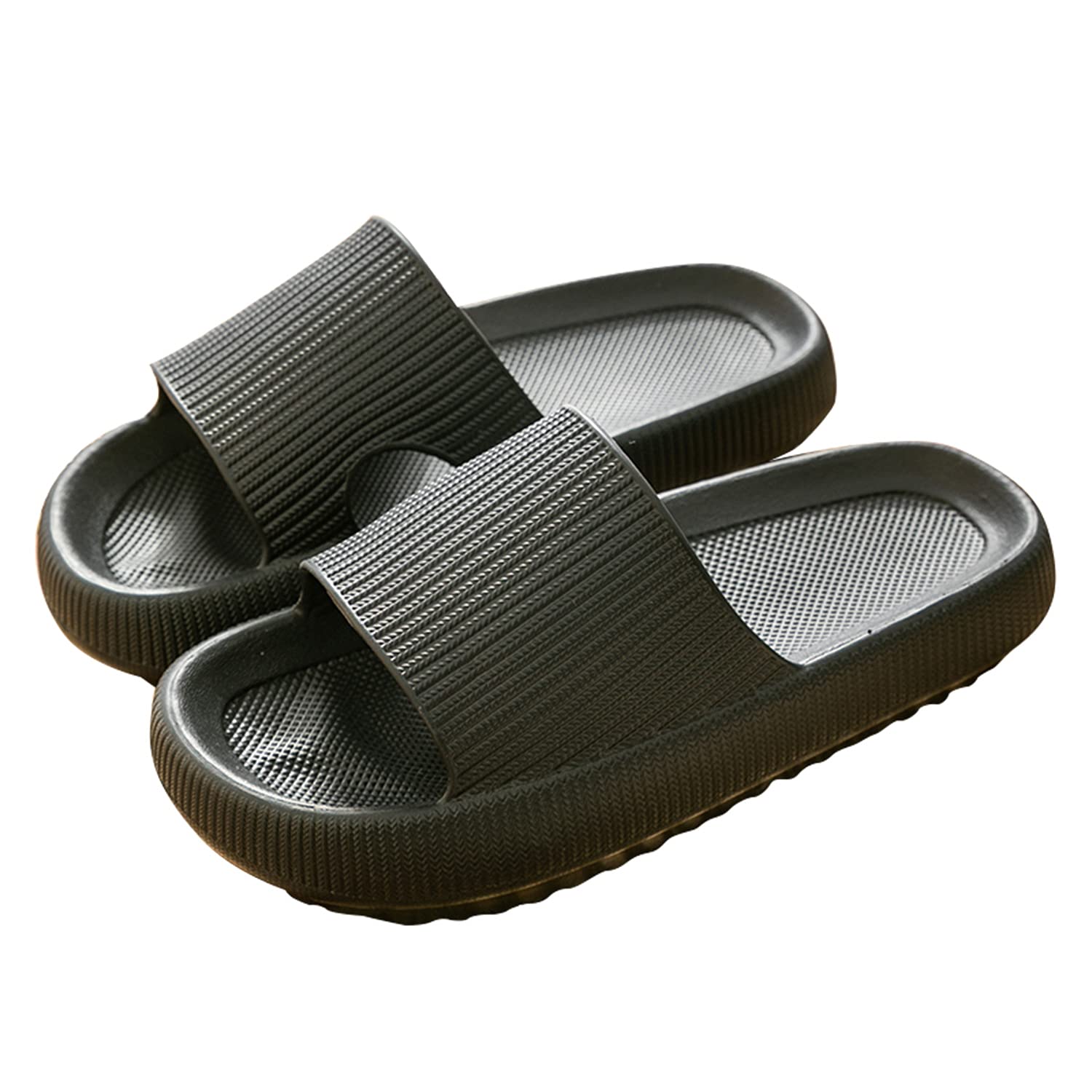 FoxQ Cloud Slides for Women and Men - Non-Slip Bathroom Shower Shoes, Soft Spa Pillow Slippers, Comfortable Open Toe Sandals for Summer - Perfect for Pool, Beach, Gym and Home Use