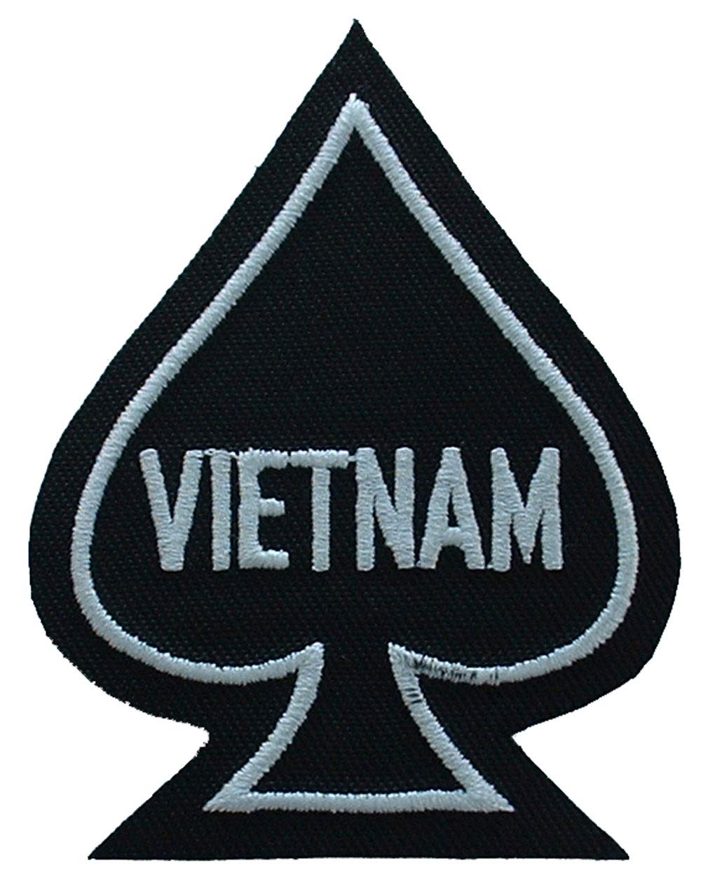 US Military Vietnam Spade Patch with Iron-On Adhesive - Black Tactical Emblem for Uniforms, Jackets & Backpacks | Vietnam War Veteran Accessory