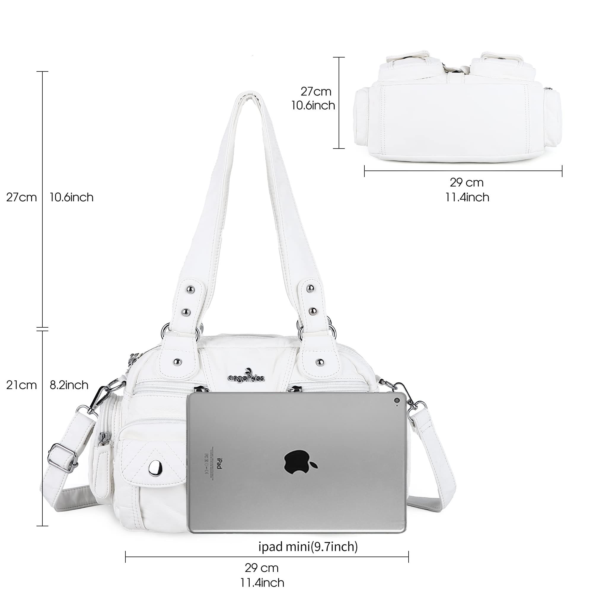 Angel Kiss Women's Hobo Crossbody Shoulder Bag - Multipocket Soft Leather Handbag with Removable Strap | Perfect for Work, Travel & Everyday Use