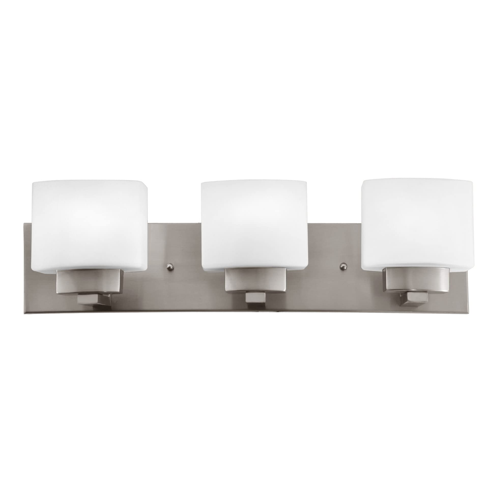 Dimmable Dove Creek Vanity Light with Frosted Glass - 3-Light Bathroom Mirror Fixture in Satin Nickel | Perfect for Modern Bathroom Lighting & Makeup Vanity Areas