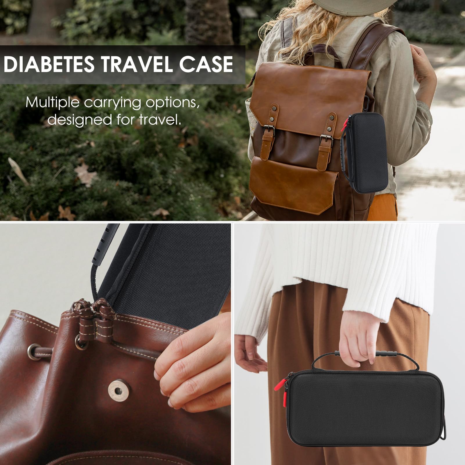 Portable Diabetic Travel Organizer Case for Glucose Monitor, Insulin Pens, Test Strips & Lancets - Compact Diabetes Supply Storage Bag (Case Only) - Perfect for Travel, Work & Daily Diabetes Management