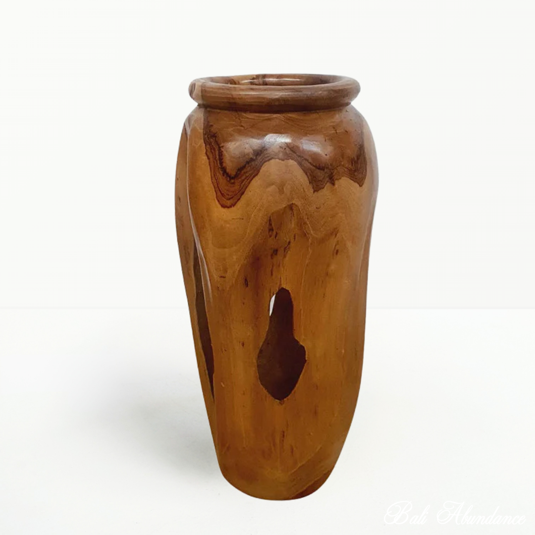 Premium Teak Wood Plant Pot - Handcrafted Indoor/Outdoor Planter for Succulents, Herbs & Flowers | Perfect for Home, Garden & Patio Decor