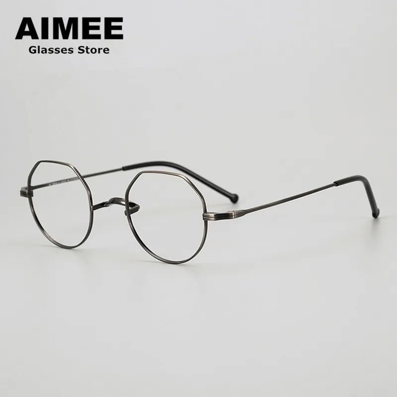 Stylish Aimee Unisex Full Rim Flat Top Round Titanium Eyeglasses Frame 88042 - Lightweight & Durable for Work, Reading & Everyday Wear