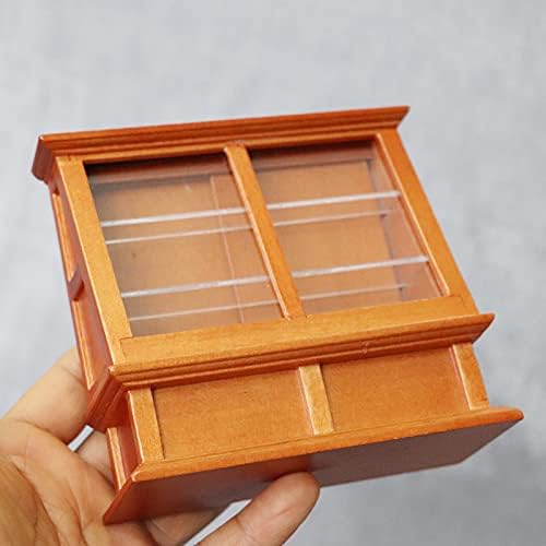Miniature Dollhouse Cabinet - Handcrafted Brown Bakery Display Shelf for Cake Store, Grocery & Kitchen Decor | Perfect for Dollhouse Scenes, DIY Miniature Projects & Home Decoration