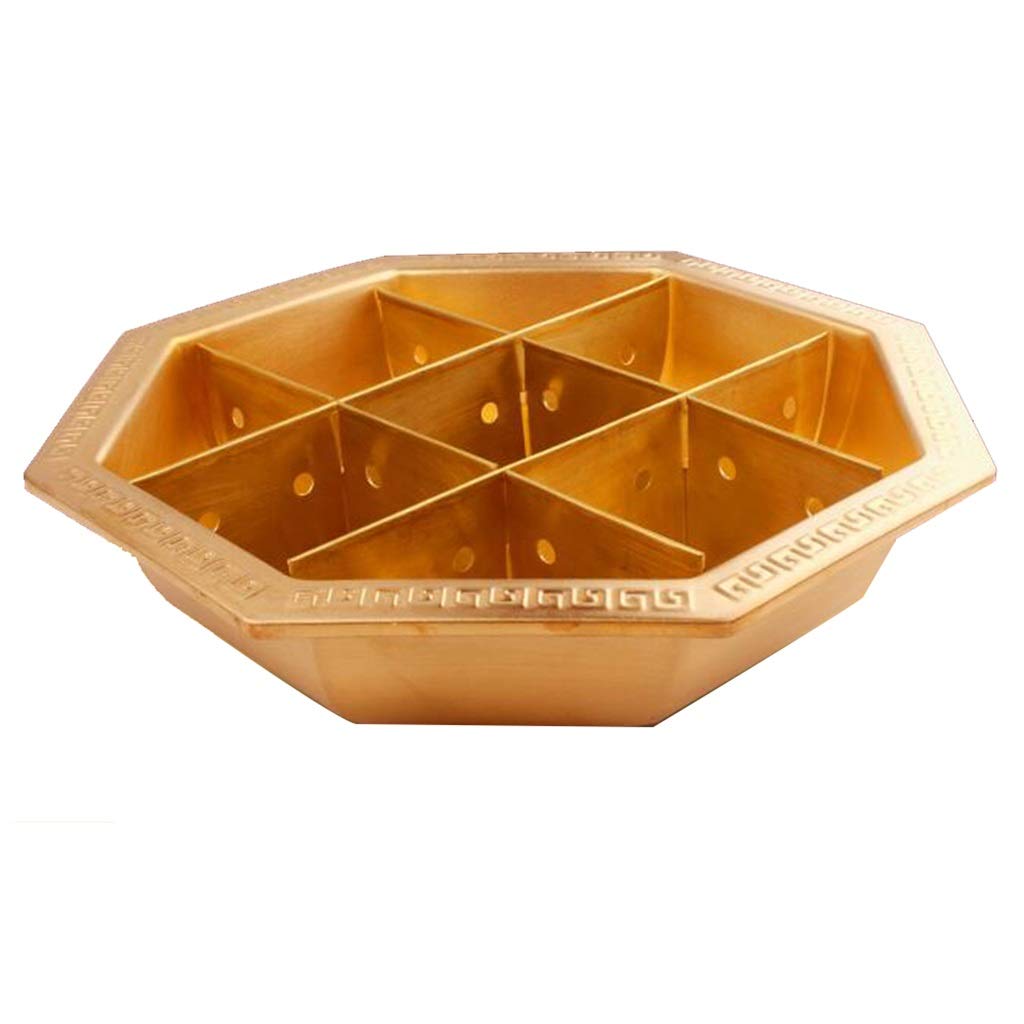 Premium Octagonal Brass Hot Pot with Induction Cooker - 32cm Pure Copper Chafing Dish for Jiugongge & Hot Pot Meals | Perfect for Family Gatherings & Asian Cuisine (Color: B)