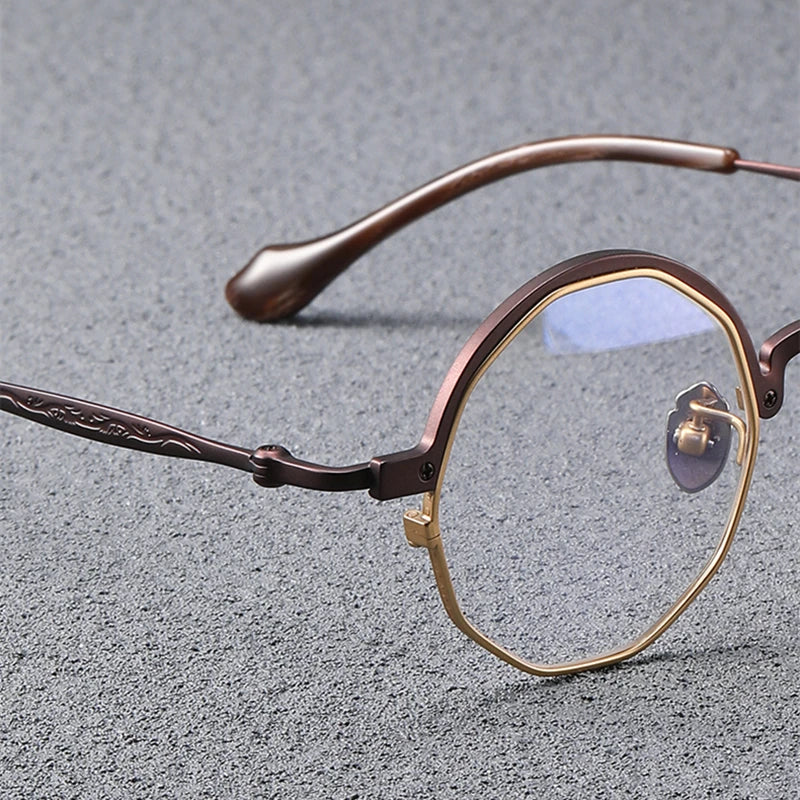 Stylish Unisex Black Titanium Eyeglasses T6067 - Lightweight Full Rim Round Frame for Men & Women | Perfect for Office, Reading & Fashion Accessories