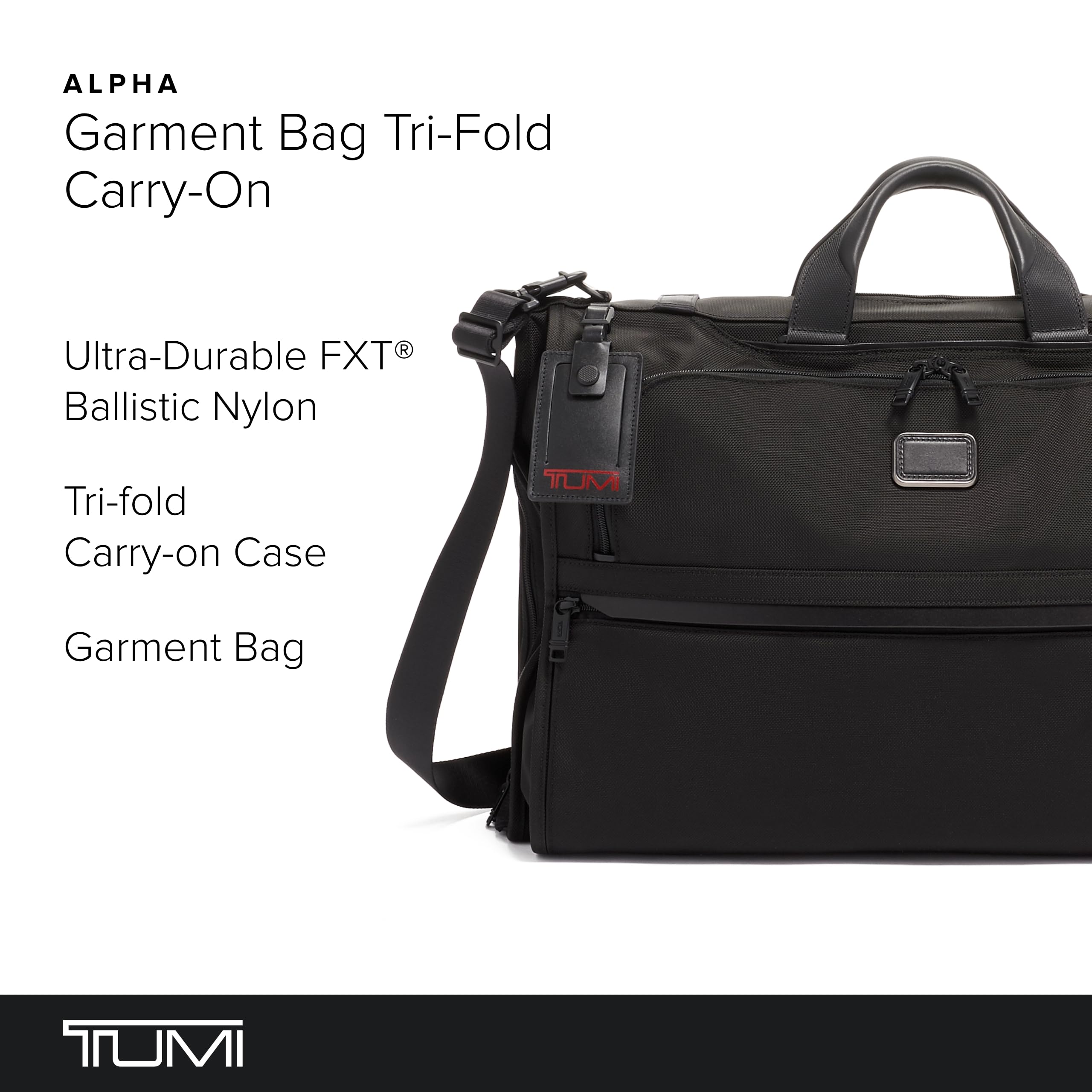 TUMI Alpha Tri-Fold Garment Bag for Travel - Carry-On Suit & Gown Carrier - Black TUMI Tracer Luggage - Perfect for Business Trips, Weddings & Formal Events