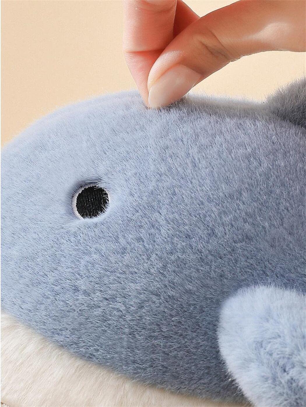 Cartoon Shark Plush Slippers for Men & Women - Soft Cotton Indoor/Outdoor Winter House Shoes with Thick Sole for Warmth & Comfort - Perfect for Home, Office, and Casual Wear