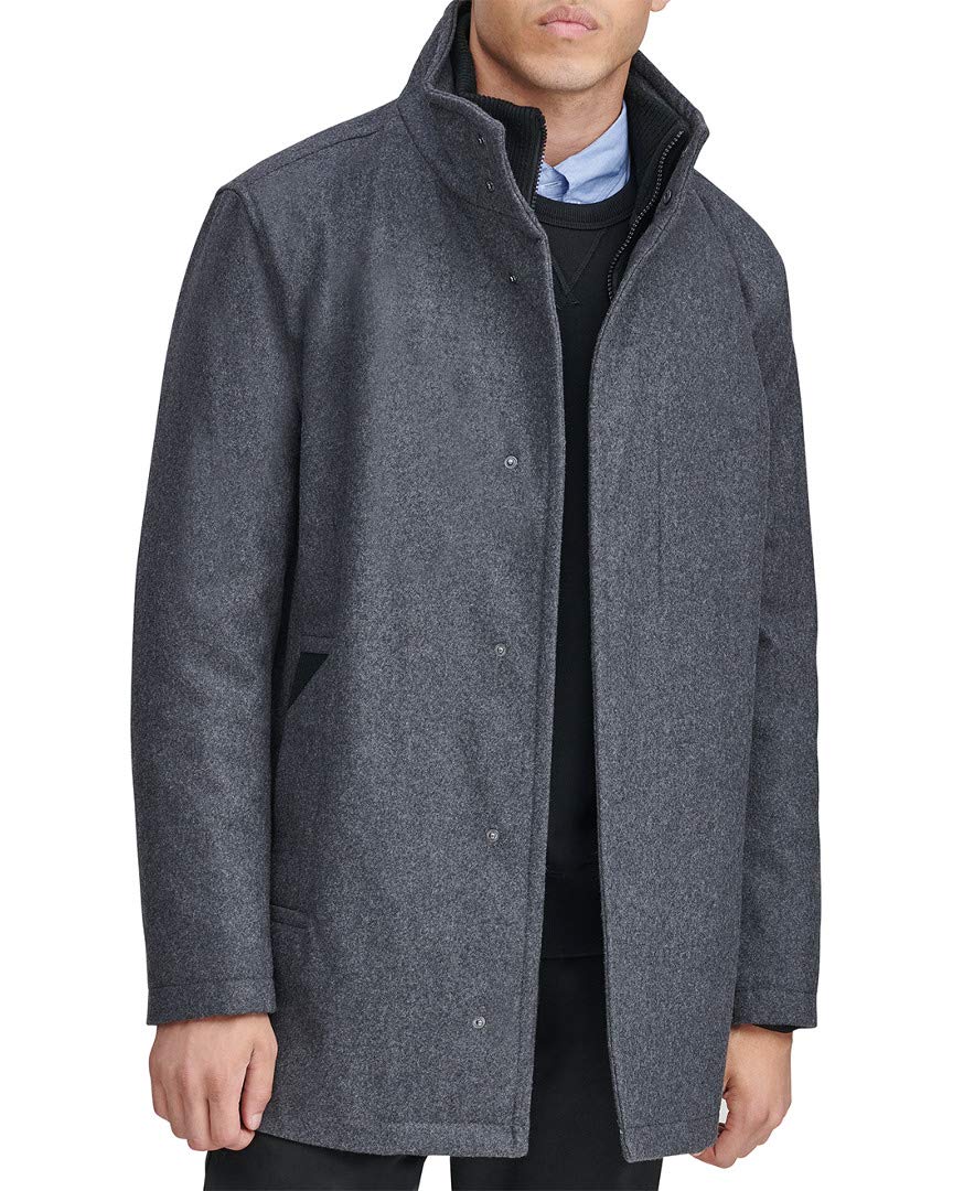 Marc New York by Andrew Marc Men's Coyle Wool Stand Collar Jacket with Knit Bib Insert - Winter Warm Coat for Business Casual & Outdoor Activities