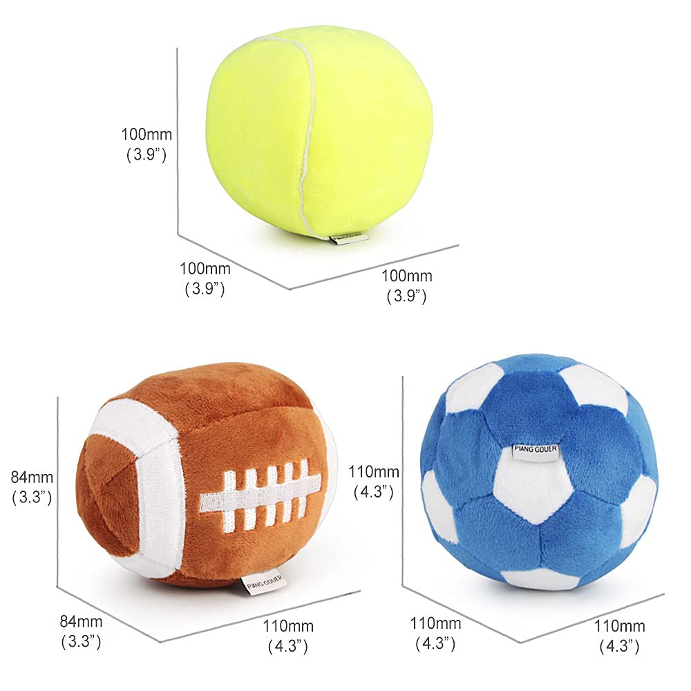 3-Pack Interactive Dog Toys Ball Set - Squeaky Soccer, Football & Tennis Balls for Small & Medium Dogs - Fluffy Plush Chew Toys with Squeakers - Perfect for Playtime, Training & Dog Birthday Gifts