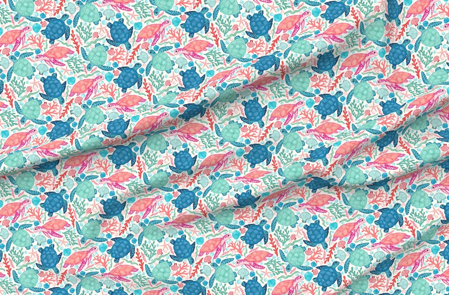 Pastel Sea Turtles Tropical Ocean Printed Minky Fabric by The Yard - Soft Plush Fabric for Baby Blankets, Quilt Backing, Sewing Projects - Perfect for Nursery Decor, Beach Themed Crafts & Coastal Home Decor
