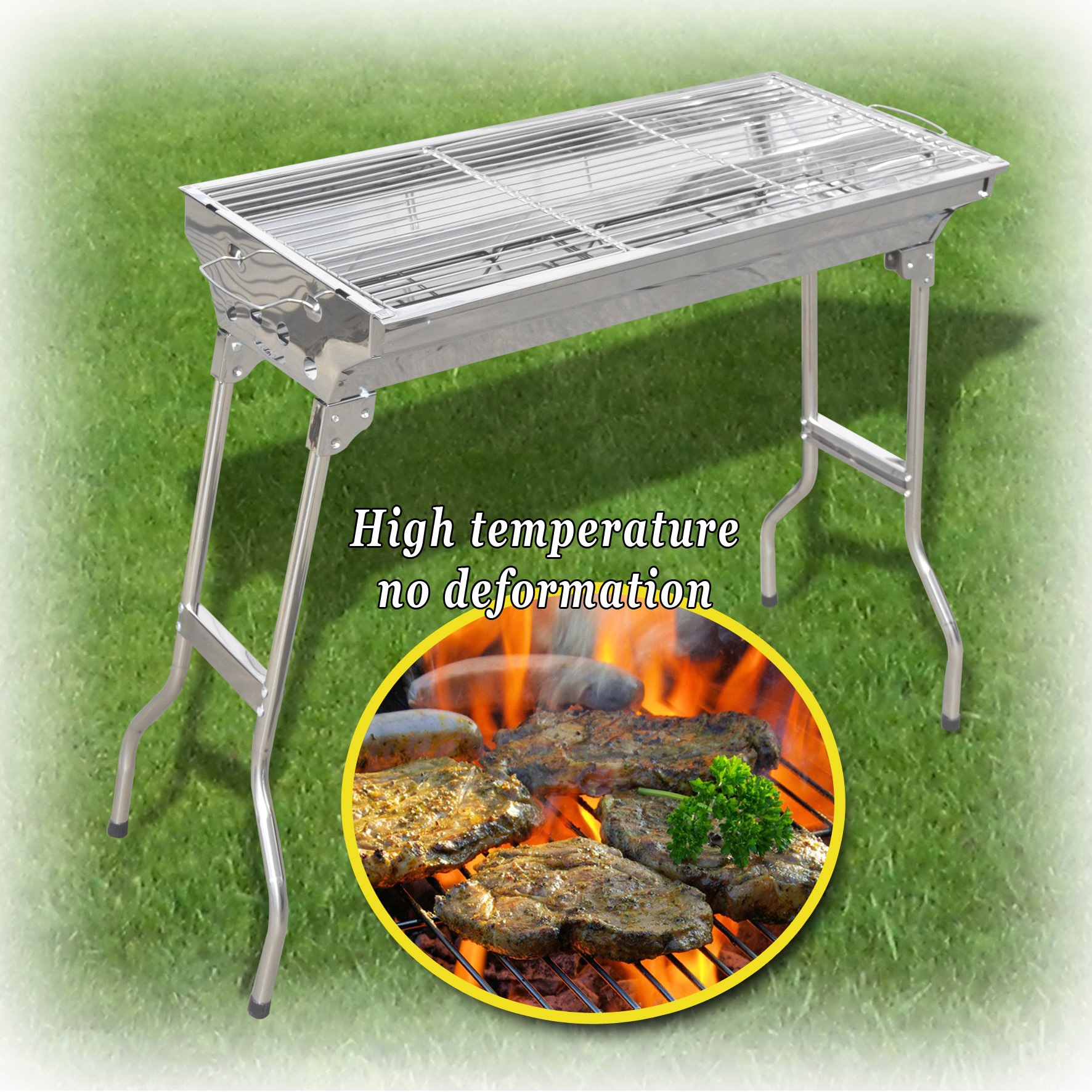 Foldable Large Charcoal BBQ Grill - Portable Outdoor Cooking Stove for Camping, Picnics & Backyard Barbecues - Strong Camel Brand