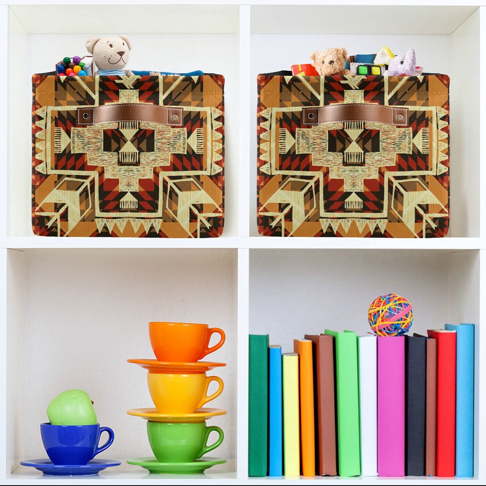 Native American Style Storage Bin - Waterproof Toy Storage Basket, Laundry Hamper & Closet Organizer for Home & Office - Perfect for Kids' Room, Nursery, and Bedroom Organization