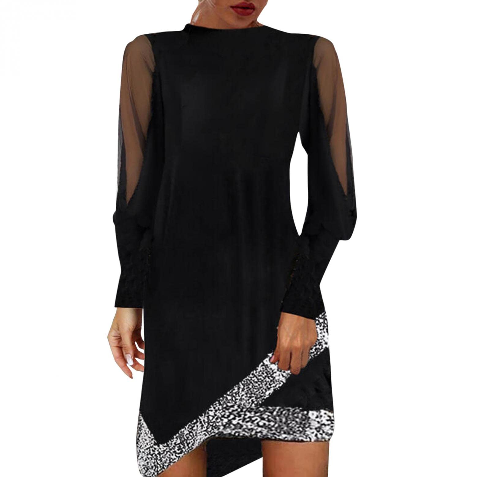 Stylish Women's Long Sleeve A-Line Mini Cocktail Dress - Solid Color Party & Nightclub Outfit for Evening Events, Date Nights & Special Occasions