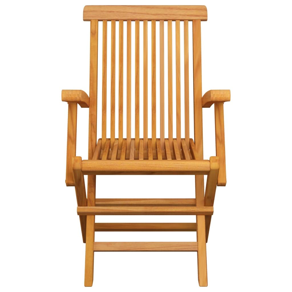 vidaXL Foldable Patio Chairs Set of 4 - Solid Teak Wood with Ergonomic Design - Easy Storage & Low Maintenance - Perfect for Outdoor Dining, Poolside Relaxation & Indoor Decor