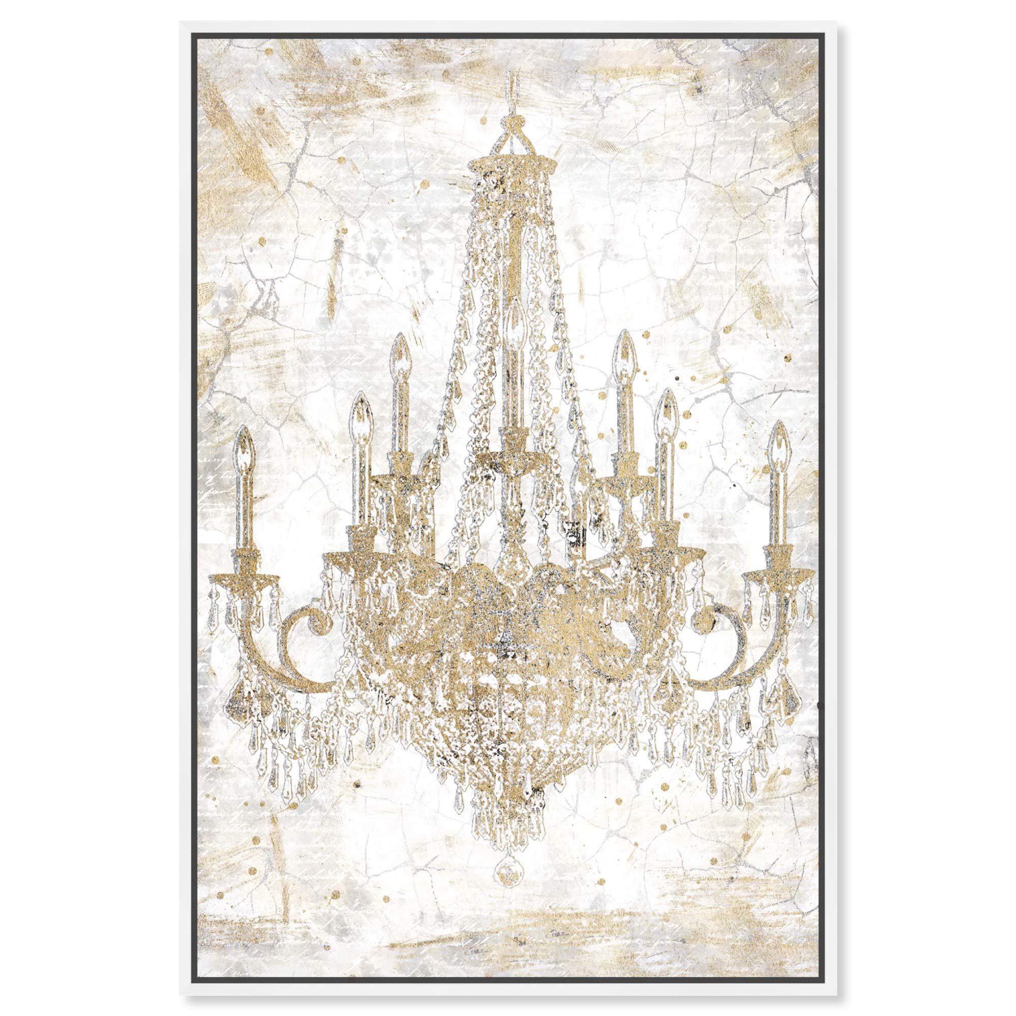 Oliver Gal Artist Co. Fashion & Glam Wall Art - Framed Canvas Prints with Chandeliers - 16x24 Inches Gold & White Home Decor - Perfect for Living Room, Bedroom & Office Wall Decor