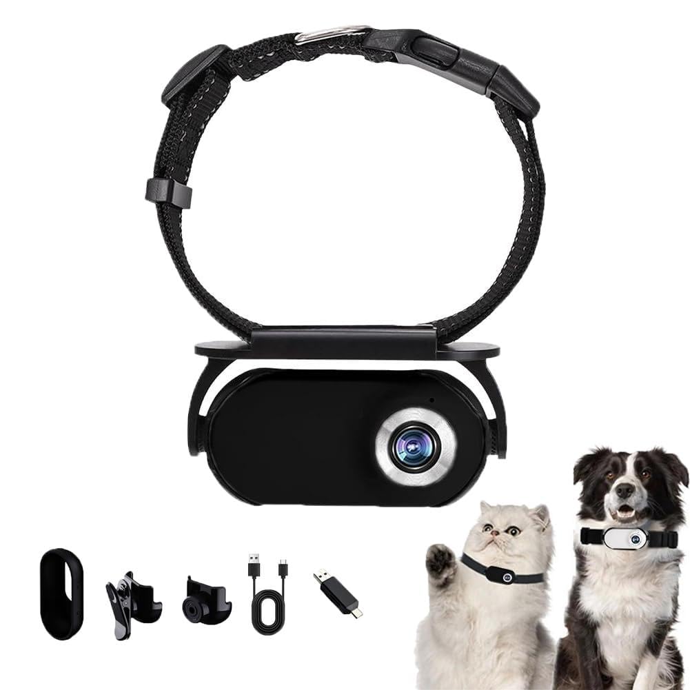 HD 1080P Dog Collar Camera - Mini Pet Body Camera with Action Video for Dogs & Cats | Perfect for Pet Monitoring, Training & Outdoor Adventures