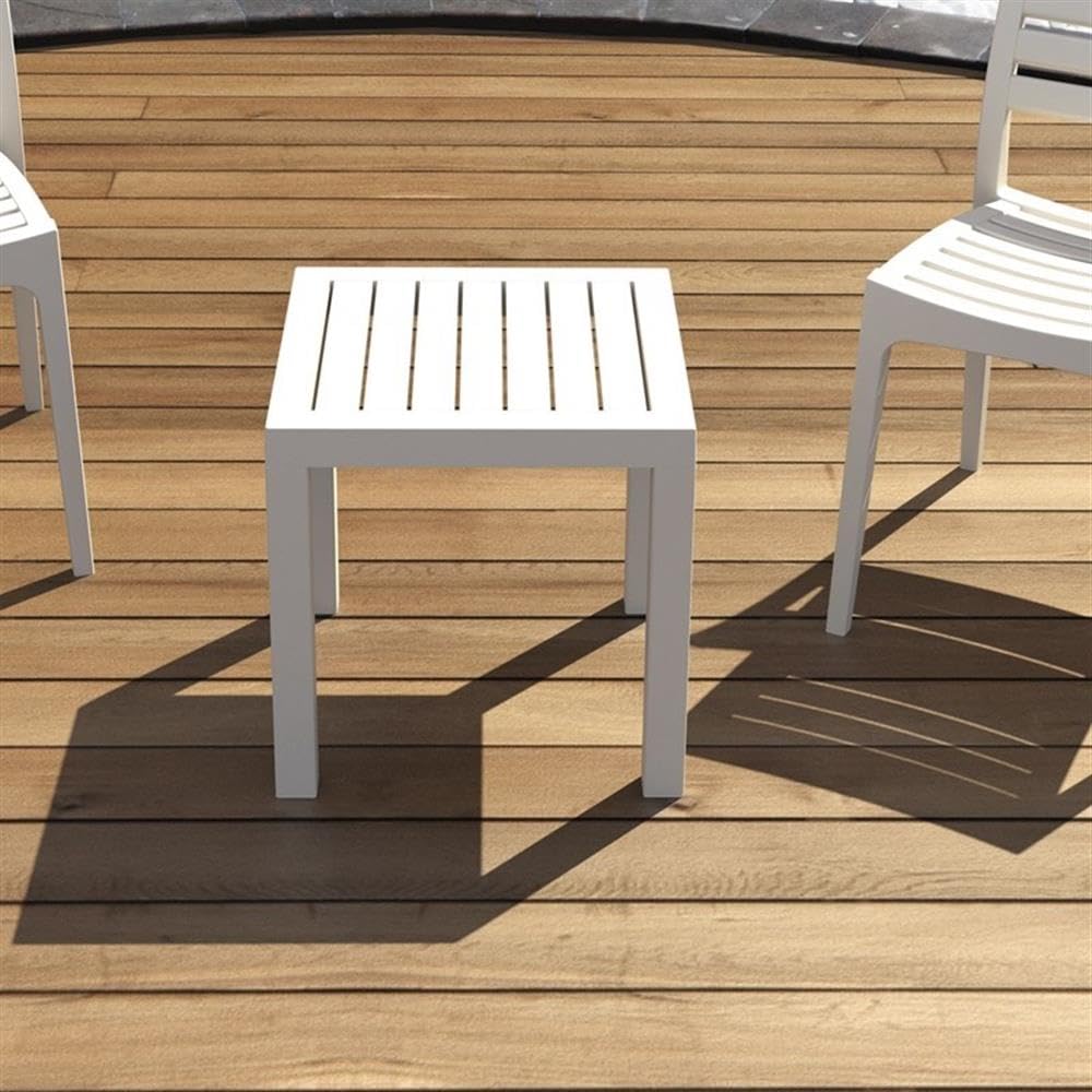 White 2-Piece Square Resin Patio Side Table Set by Home Square - Perfect for Outdoor Lounging, Poolside Relaxation & Garden Decor