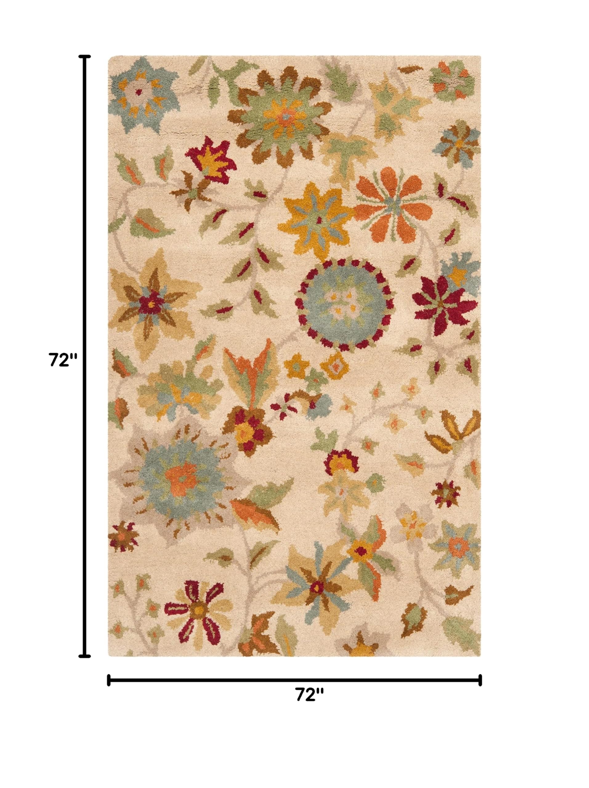 SAFAVIEH Soho Collection 6' Round Ivory/Sage Area Rug - Handmade Premium Wool & Viscose for Living Room, Bedroom & Office Decor (Model SOH702A)