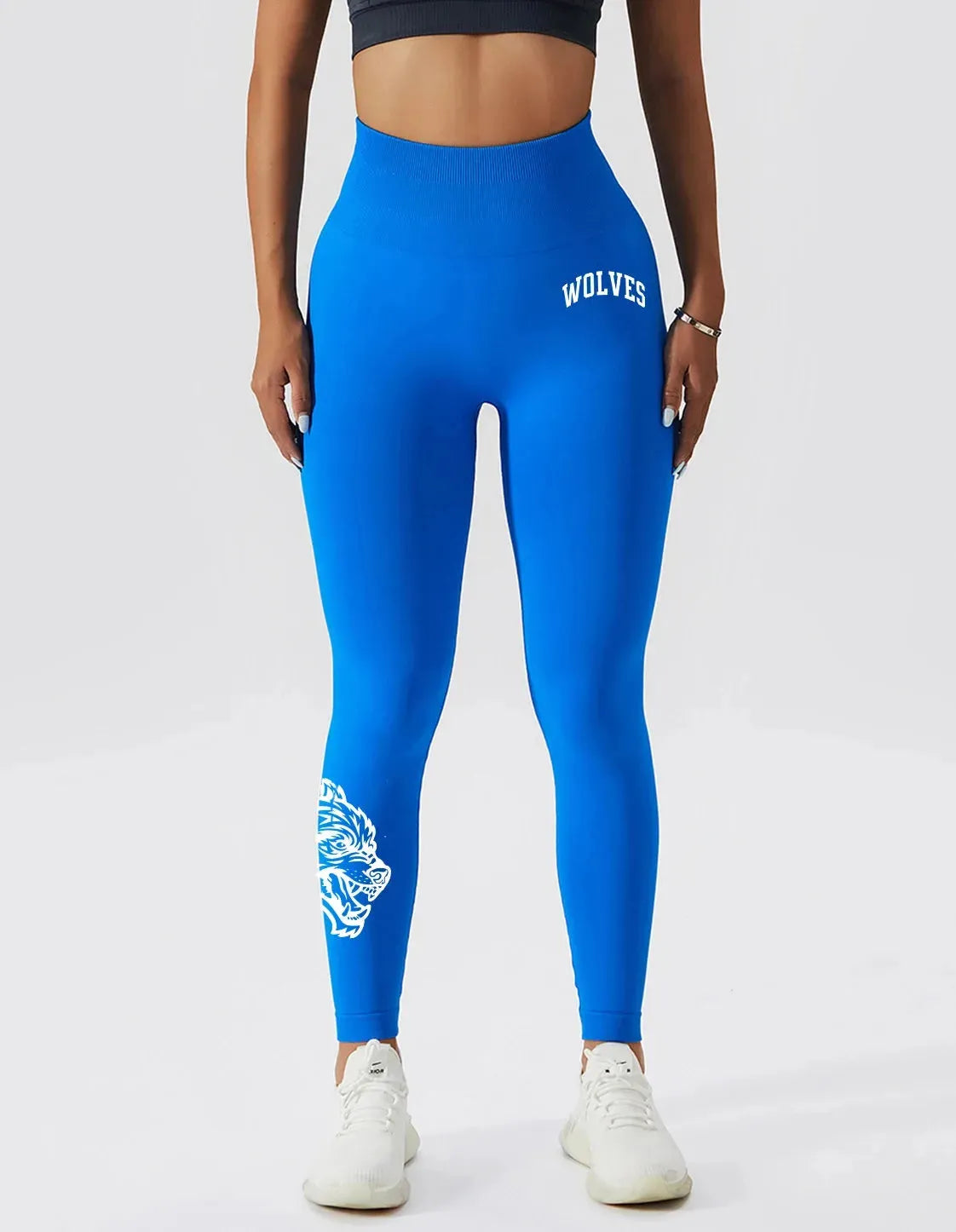 Darc Women's Seamless Gym Leggings - High Waist Elastic Workout Tights for Women, Breathable Summer Yoga Pants with Wolf Print Design - Perfect for Fitness, Running & Lounge Wear