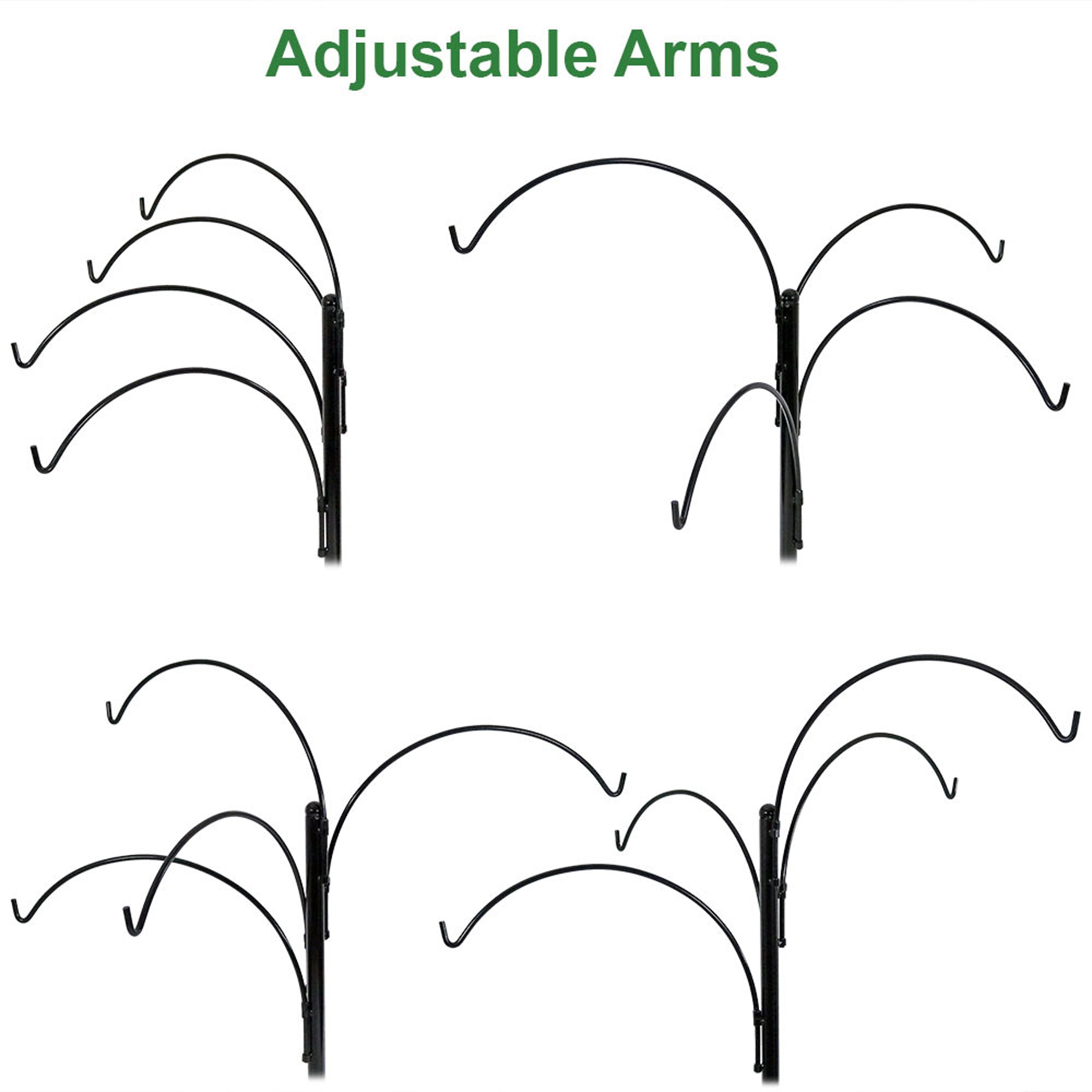 Sunnydaze 4-Arm Adjustable Hanging Basket Stand - 84 Inch Height for Patio, Garden & Outdoor Decor - Perfect for Flowers, Plants & Decorative Displays