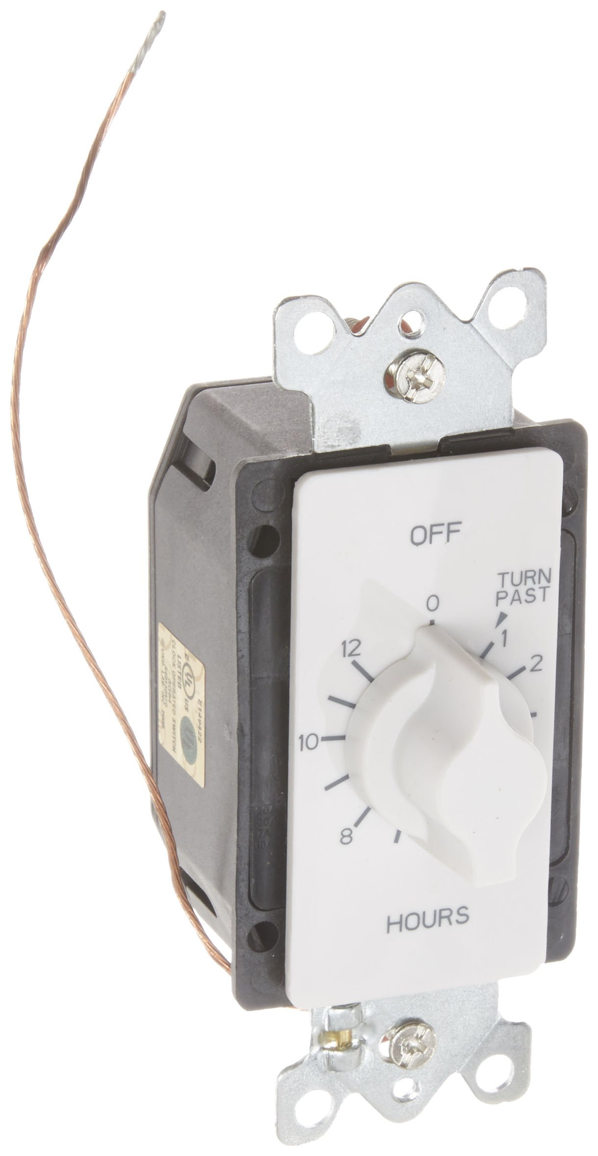 TORK A512HW 12-Hour In-Wall Spring-Wound Timer Switch with White Faceplate - Automatic Fan & Light Shutoff for Bathroom, Kitchen & Home Automation