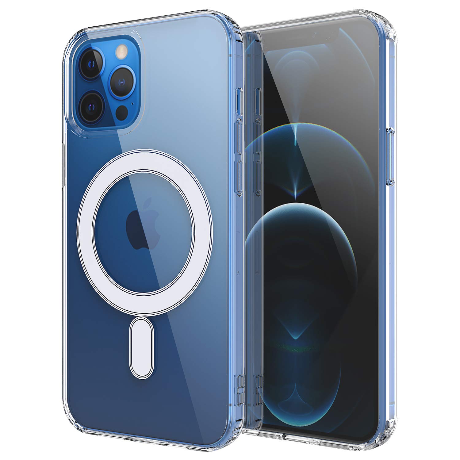 Shockproof Magnetic Case for iPhone 12 Pro Max 6.7 Inch | Compatible with MagSafe Charger | Scratch Resistant Hard Back with Flexible Frame | Perfect for Outdoor Activities & Daily Protection