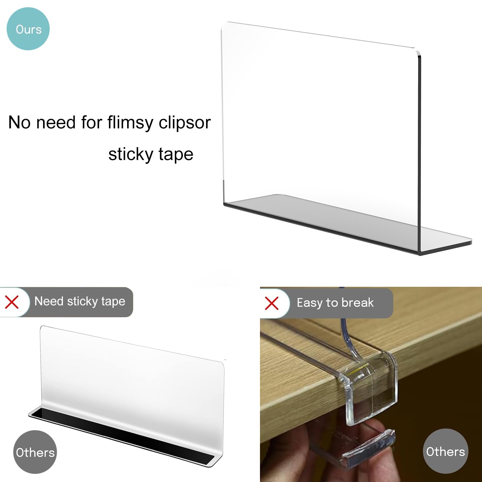 8-Pack Clear Acrylic Shelf Dividers for Closet Organization - Tall Closet Organizers for Clothes, Towels, Sweaters, Purses & Handbags - Perfect for Cabinet, Shirt and Wardrobe Storage (Great for Bedroom, Walk-in Closet and Retail Store Display)