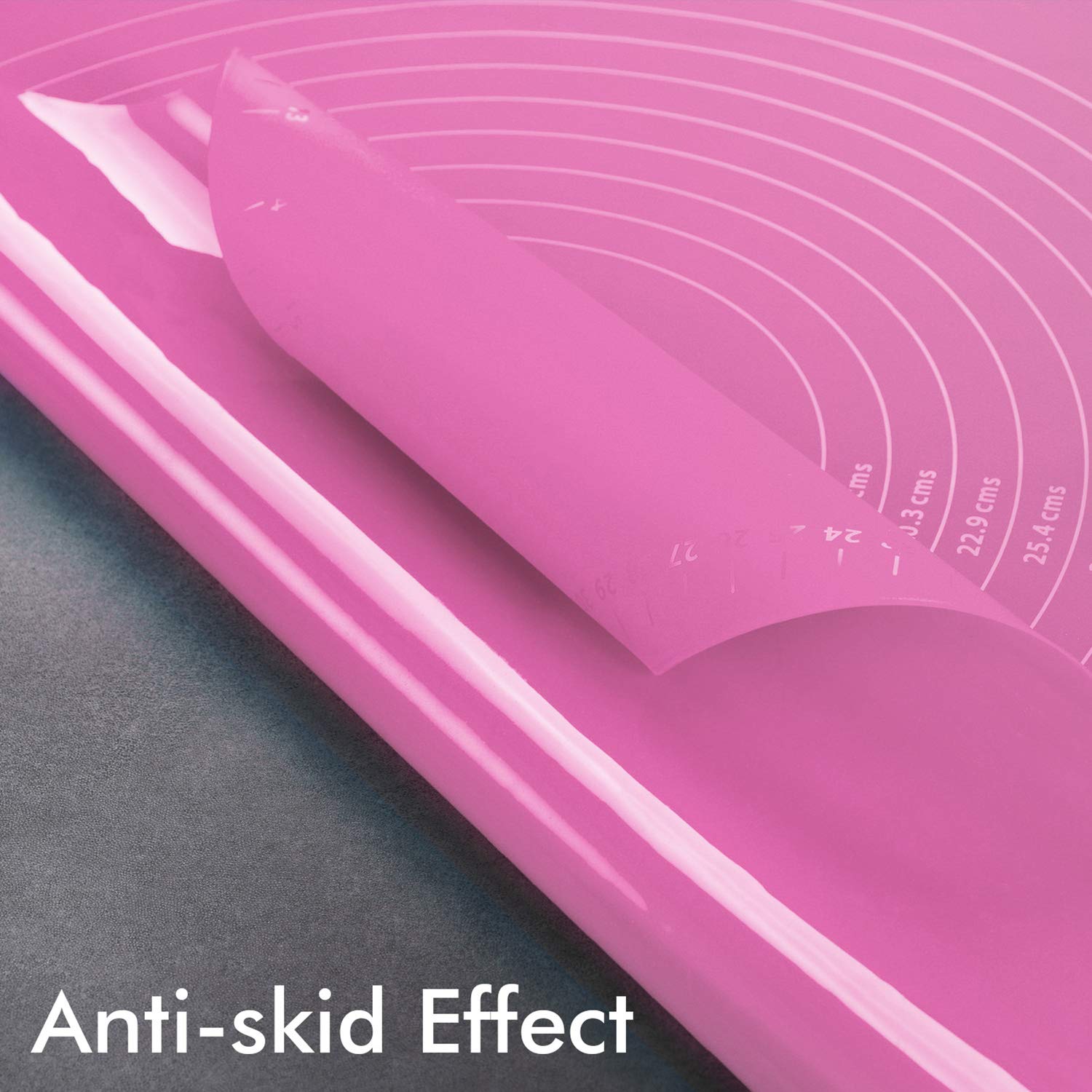 Extra Large Non-Stick Silicone Baking Mat for Rolling Dough, Pastry Making & Countertop Protection - Measurement Markings Included - Perfect for Fondant, Pie Crust & Cutting Table (XL Pink) - Ideal for Home Bakers & Professional Kitchens