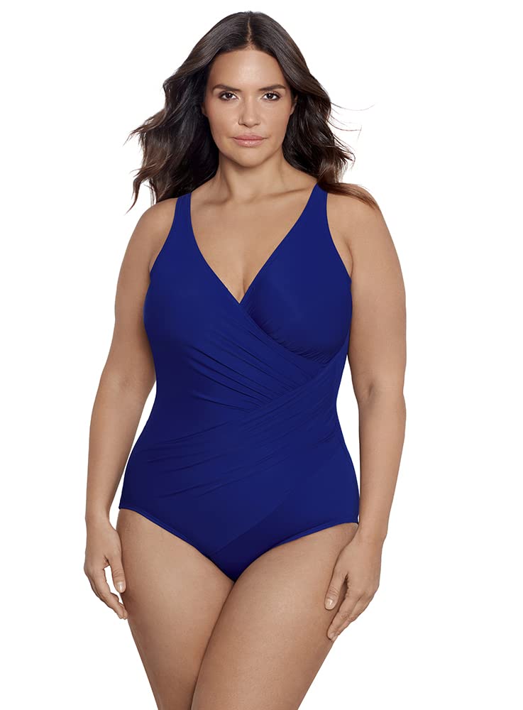 Miraclesuit Women's Plus Size One Piece Swimsuit - Oceanus High Waisted Tummy Control Bathing Suit for Beach, Pool & Vacation