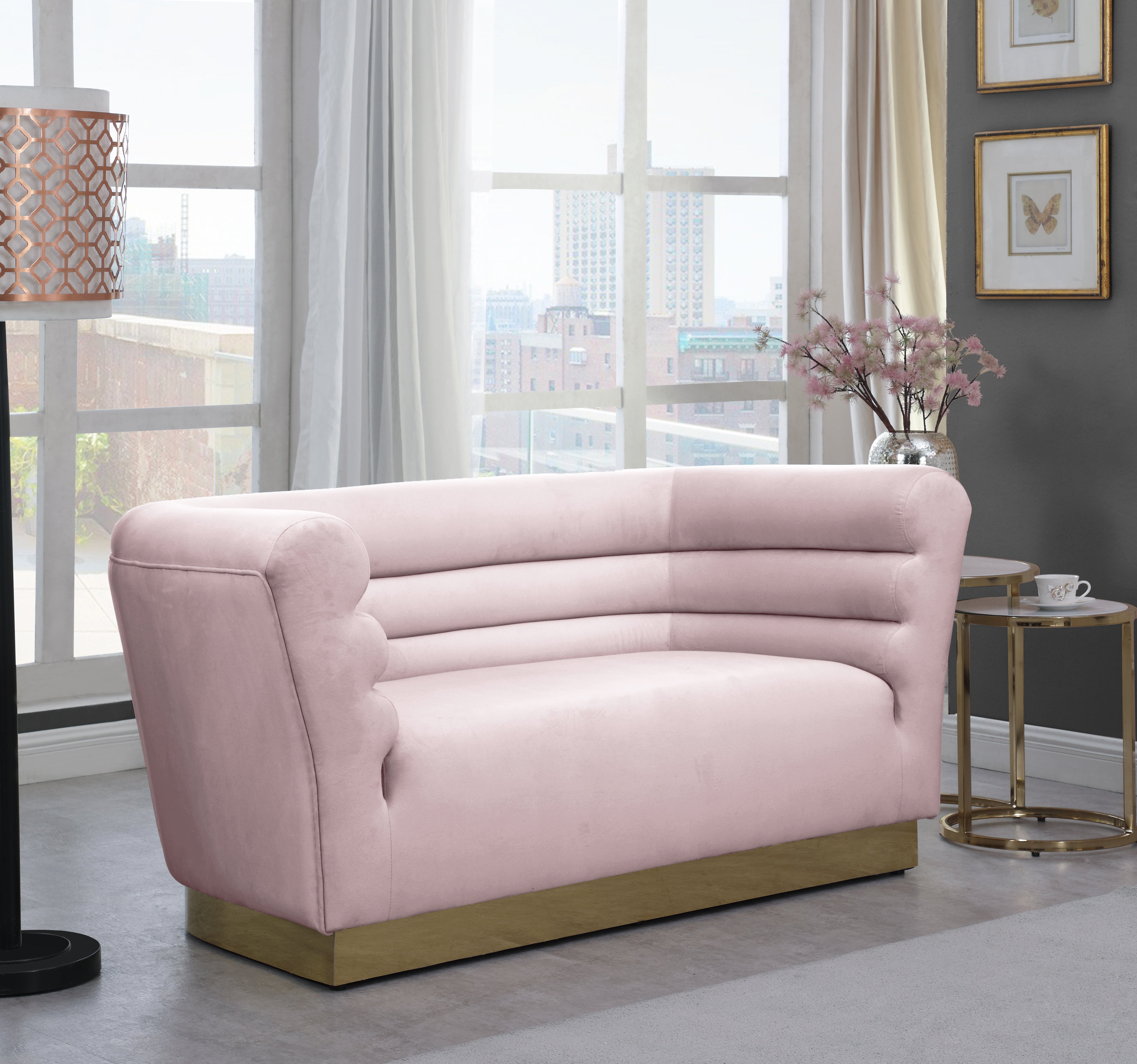 Bellini Velvet Loveseat - Modern Small Sofa for Living Room, Apartment & Office | Soft Upholstered 2-Seater Couch with Sturdy Wooden Legs | Perfect for Cozy Spaces, Small Homes & Reading Nooks