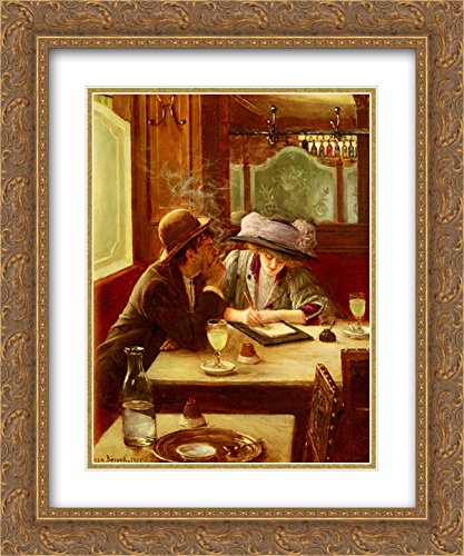 Jean Beraud La Lettre 20x24 Gold Ornate Frame Double Matted Museum Art Print - Perfect for Living Room, Bedroom & Office Wall Decor