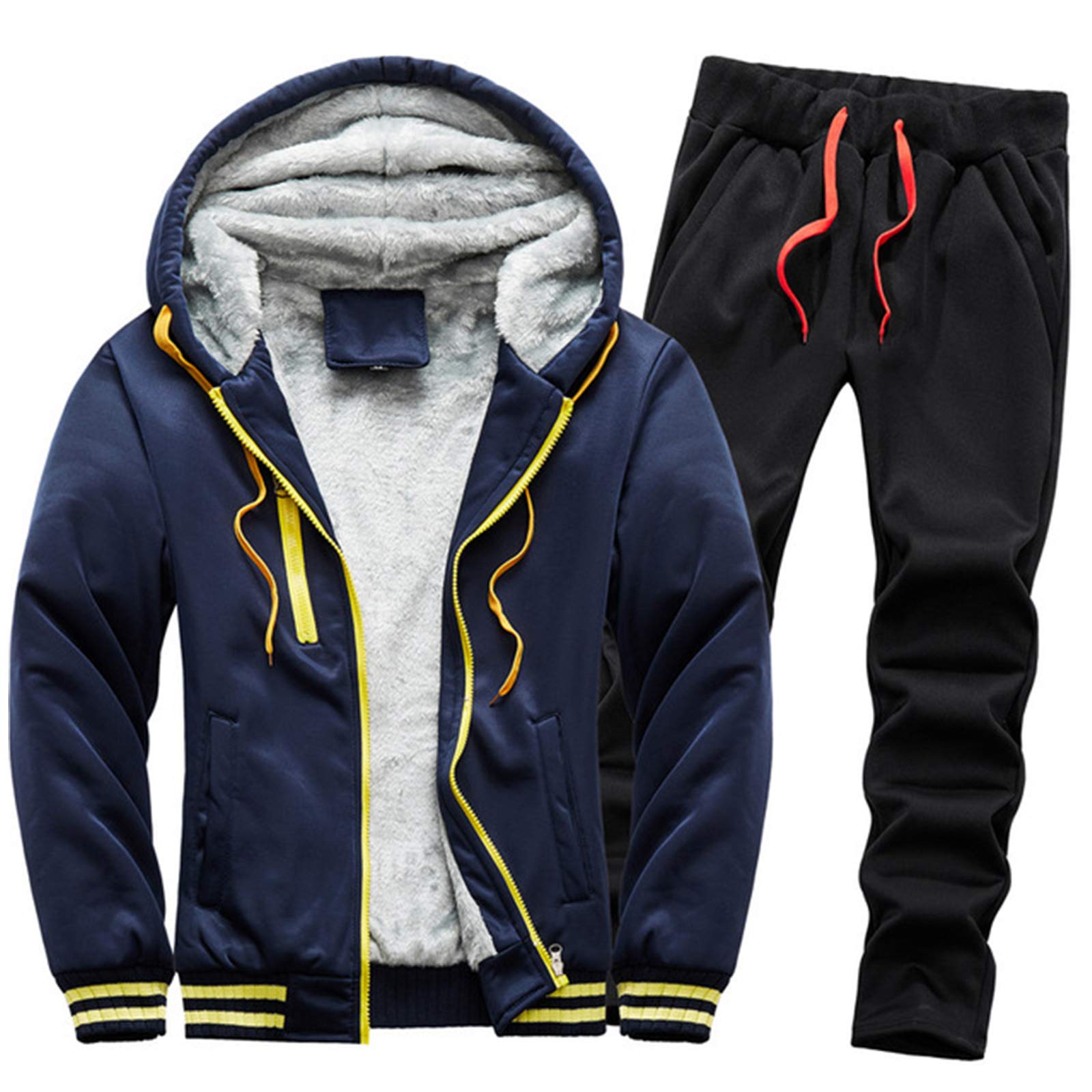 Men's Casual Tracksuit 2-Piece Set - Hooded Cardigan & Jogger Sweat Suit for Running, Gym, Lounge Wear | Waterproof & Breathable Athletic Outfit for Sports, Travel & Everyday Comfort
