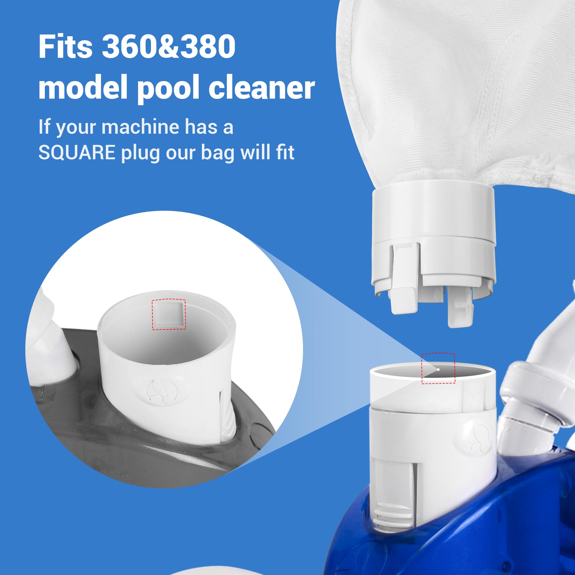 2 Pack 360 380 All-Purpose Filter Bags for Polaris Pool Cleaner | Durable Replacement Parts for Efficient Pool Maintenance