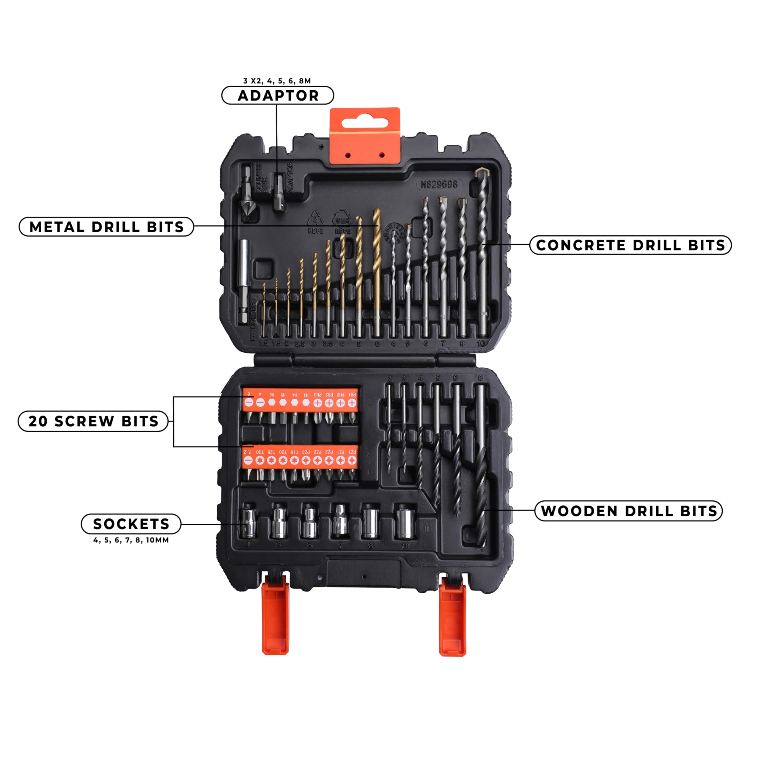 Black + Decker A7188 50-Piece Drill and Screwdriver Bit Set - Premium Steel Construction for Wood, Metal & Plastic - Perfect for DIY Projects, Home Repairs & Professional Use
