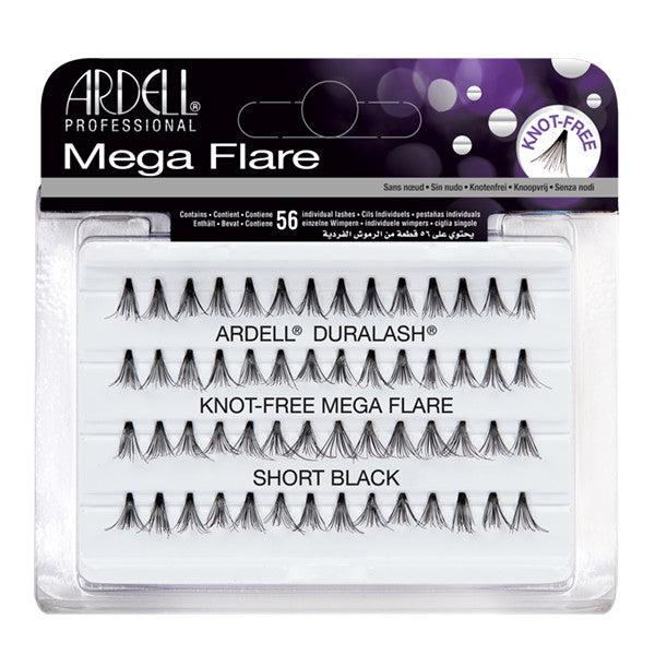 Ardell Mega Flare Individual False Eyelashes - Knot Free, Short Black (65279) for Natural Daytime & Evening Makeup Looks
